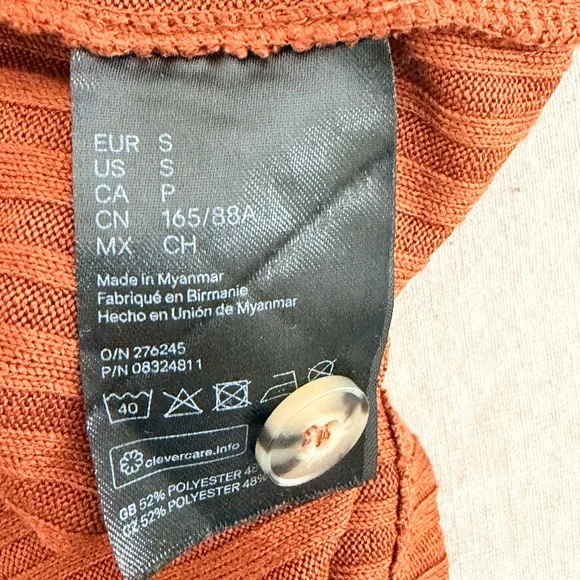 H&M Ribbed Button-Front Tank in Rust - Picture 4 of 4